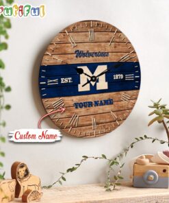 NCAA Michigan Wolverines Clock Custom Name Wall Clock