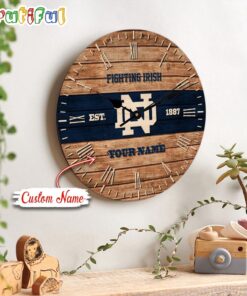 NCAA Notre Dame Fighting Irish Clock Custom Name Wall Clock