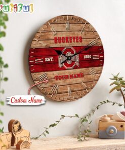 NCAA Ohio State Buckeyes Clock Custom Name Wall Clock