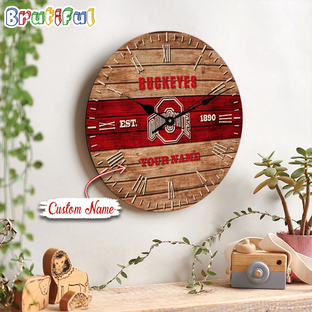 NCAA Ohio State Buckeyes Clock Custom Name Wall Clock