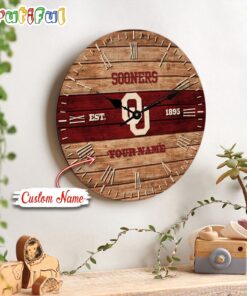 NCAA Oklahoma Sooners Clock Custom Name Wall Clock