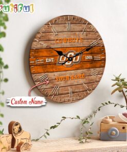 NCAA Oklahoma State Cowboys Clock Custom Name Wall Clock