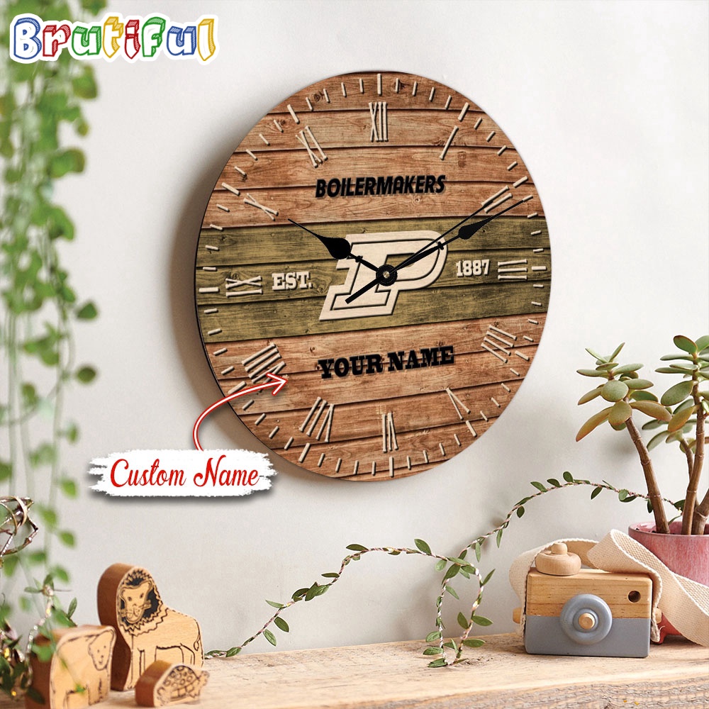 NCAA Purdue Boilermakers Clock Custom Name Wall Clock