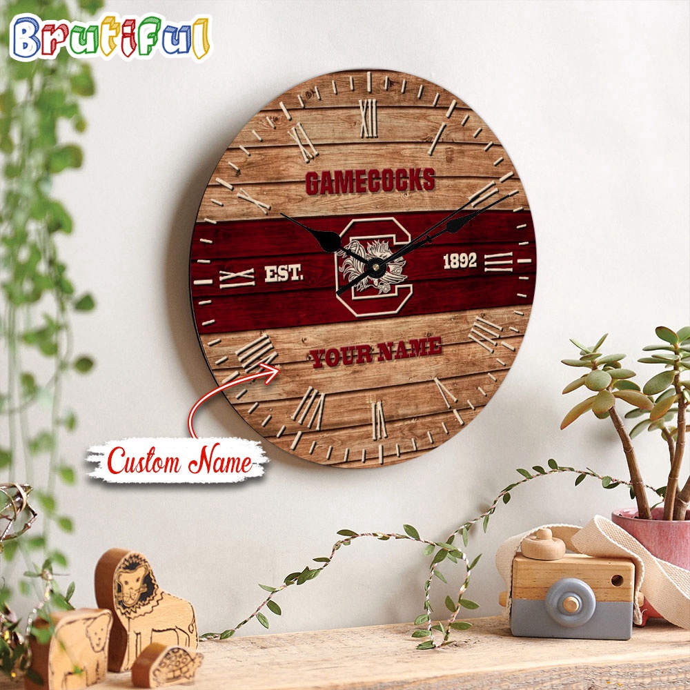 NCAA South Carolina Gamecocks Clock Custom Name Wall Clock