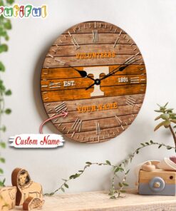 NCAA Tennessee Volunteers Clock Custom Name Wall Clock