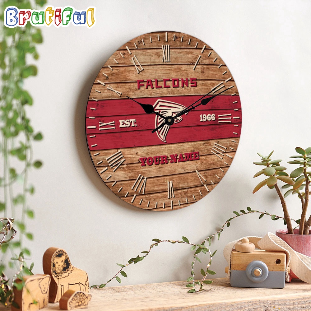 NFL Atlanta Falcons Clock Custom Name Wooden Clock