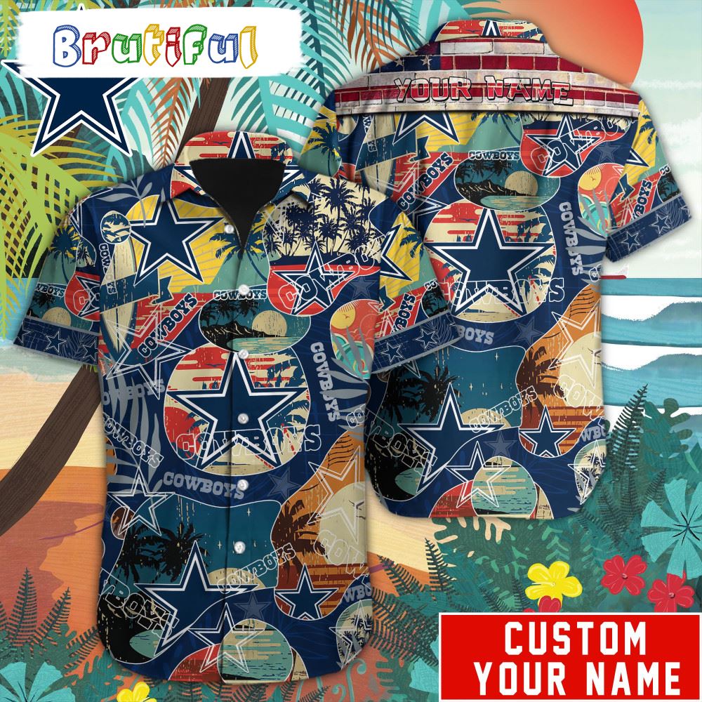 NFL Dallas Cowboys Retro Hawaiian Shirt Special Vintage Style Hawaiian Button Shirt