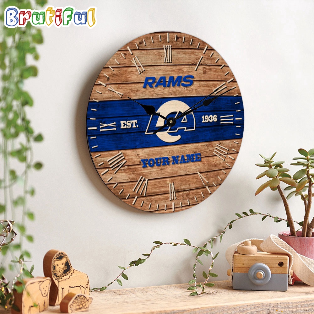 NFL Los Angeles Rams Clock Custom Name Wooden Clock