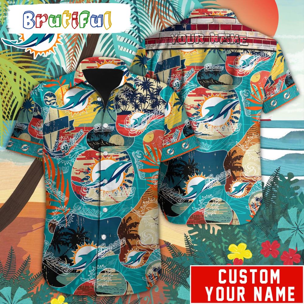 NFL Miami Dolphins Retro Hawaiian Shirt Special Vintage Style Hawaiian Button Shirt