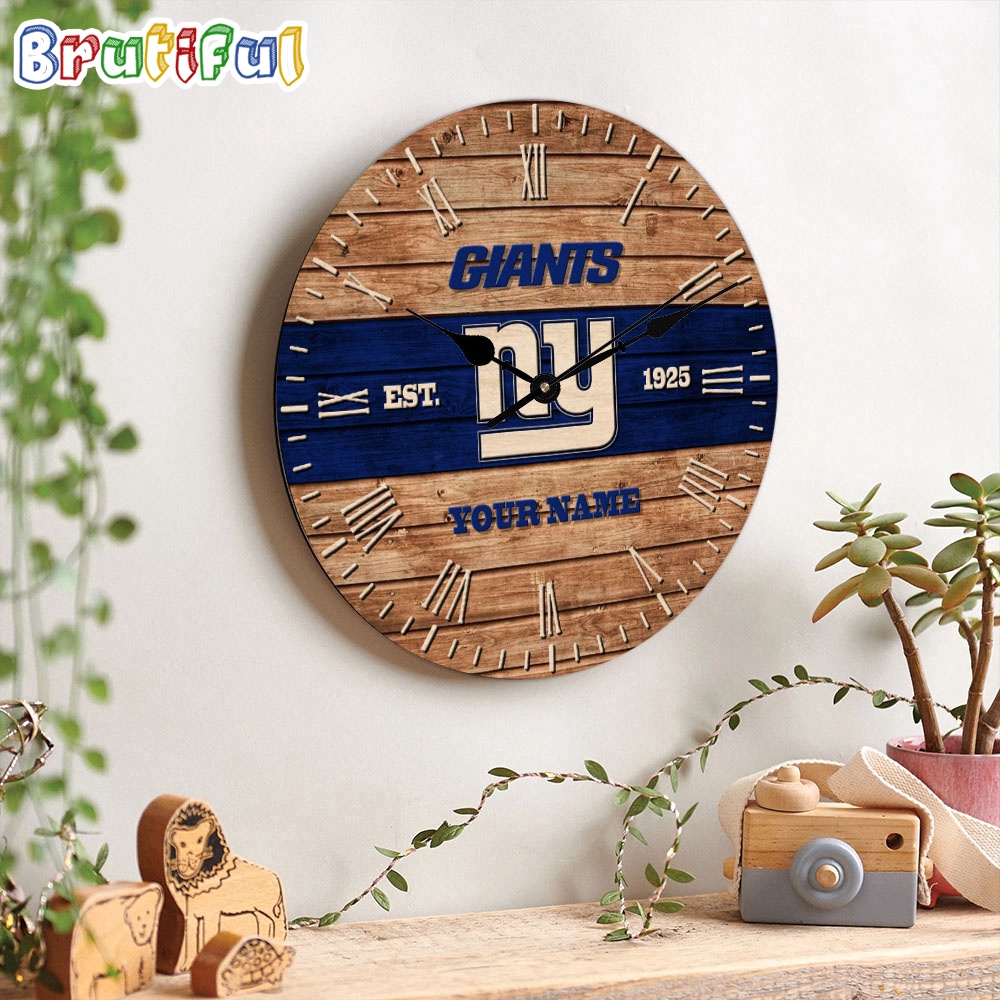 NFL New York Giants Clock Custom Name Wooden Clock