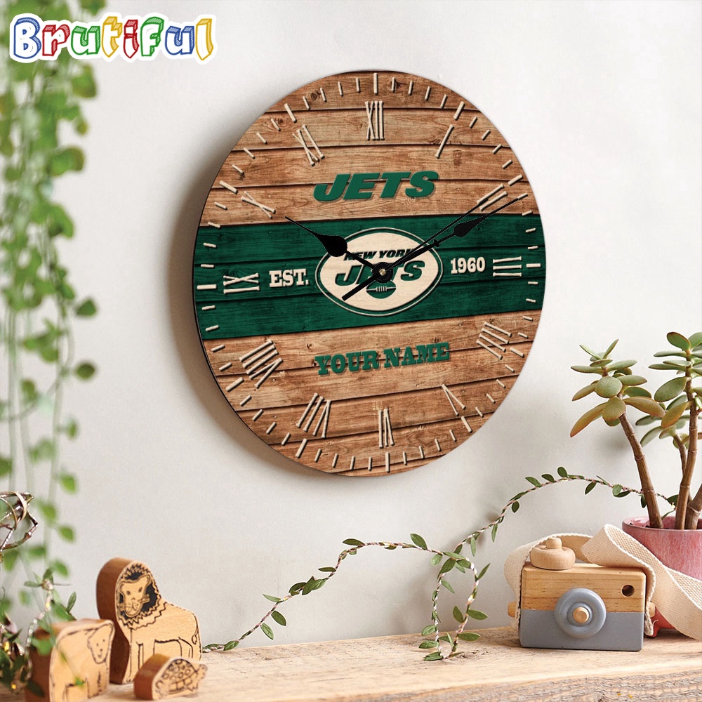 NFL New York Jets Clock Custom Name Wooden Clock