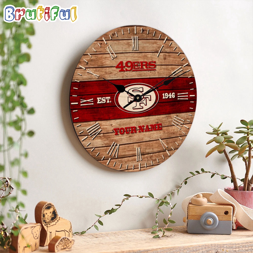 NFL San Francisco 49ers Clock Custom Name Wooden Clock
