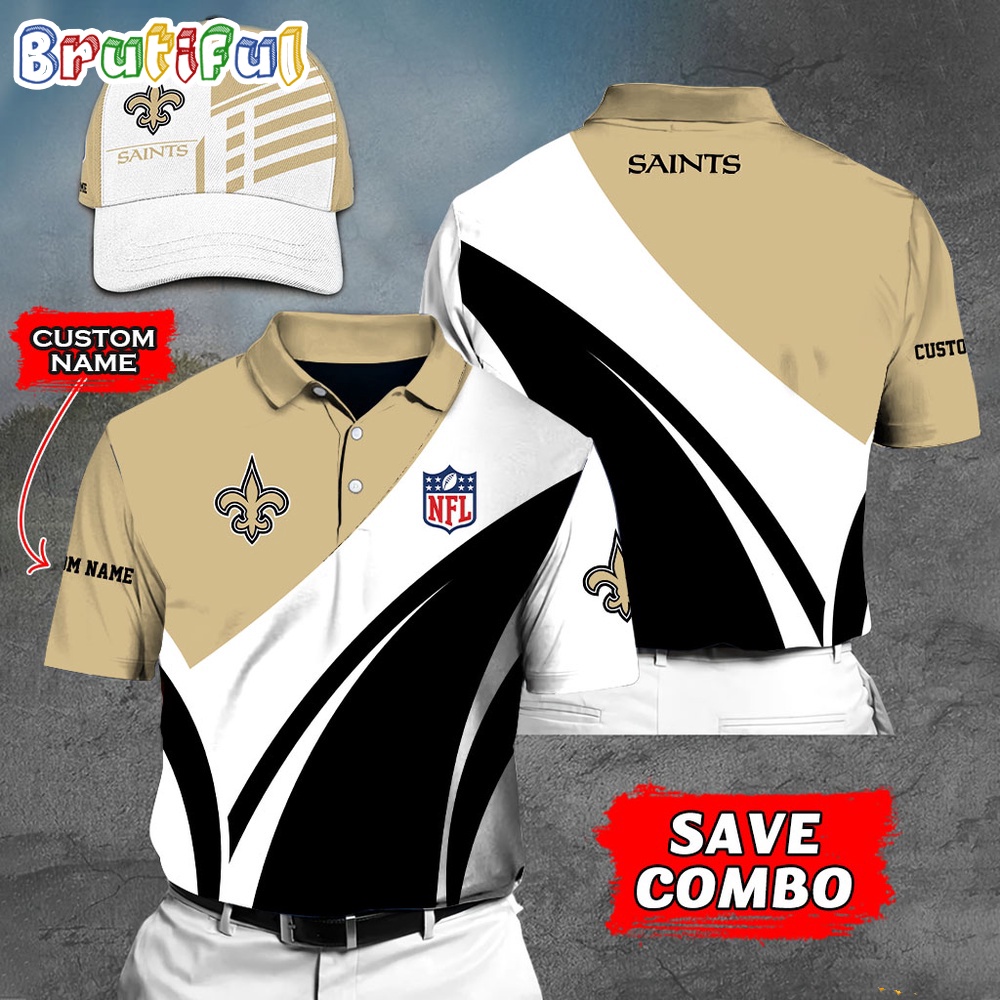 New Orleans Saints Polo Shirt Custom Name Football Polo Shirts