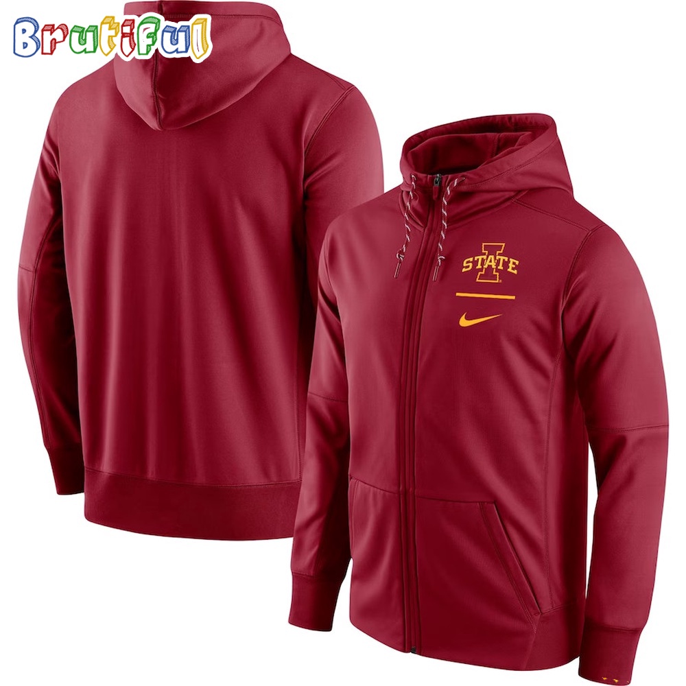 Nike Cardinal Iowa State Cyclones Logo Stack Performance Hoodie