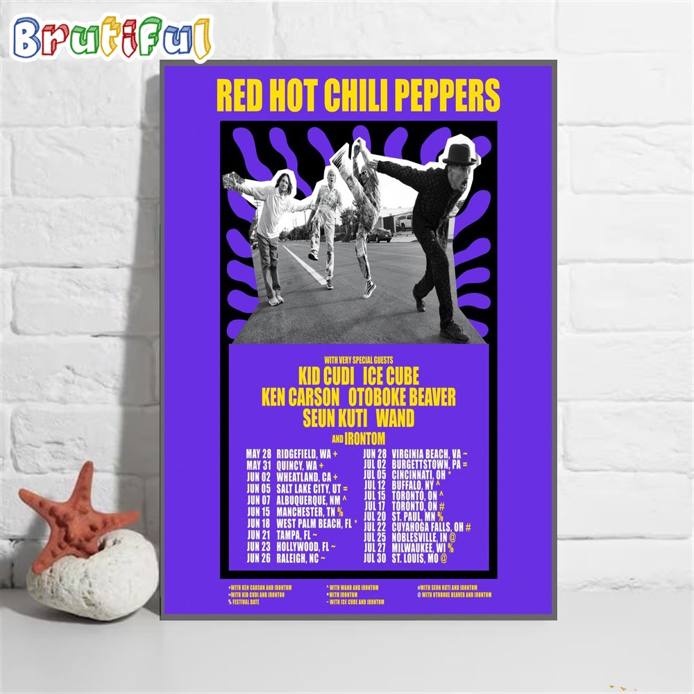 Red Hot Chili Peppers 2024 Tour Wall Art Poster Canvas