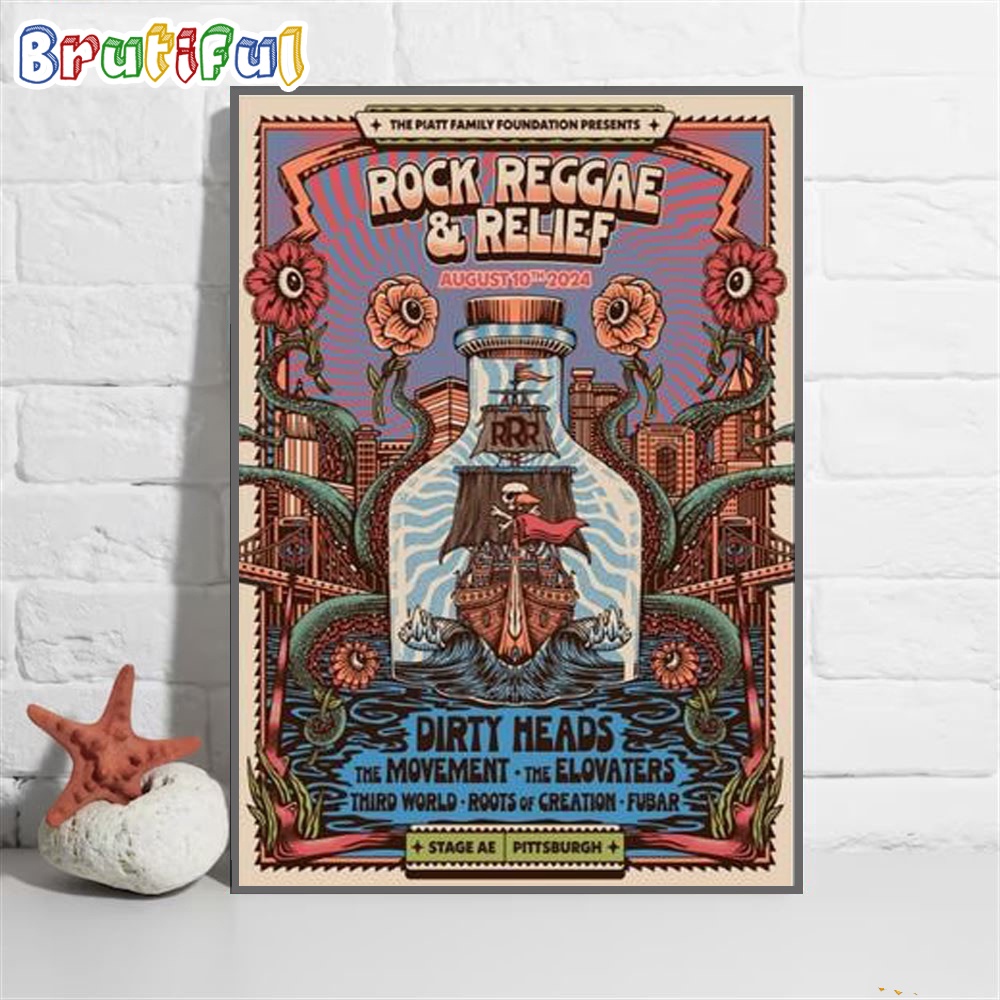 Reggae Rock And Relief August 10 2024 Tour Stage Ae Pittsburgh Pa Wall Art Poster Canvas