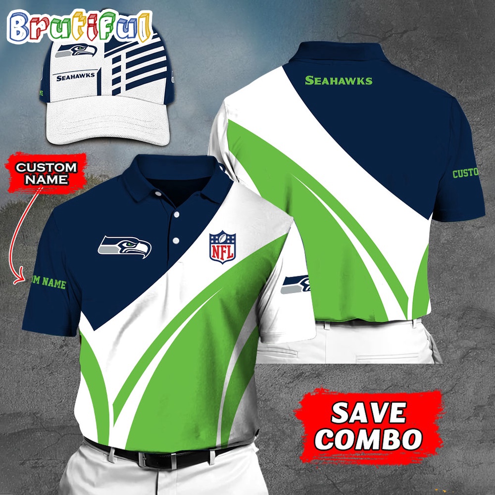 Seattle Seahawks Polo Shirt Custom Name Football Polo Shirts