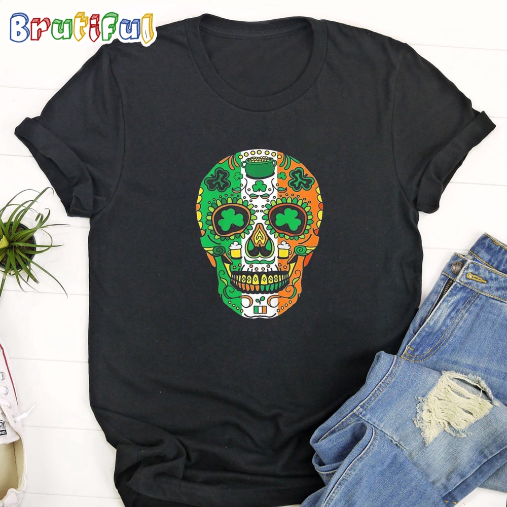 Skull Irish Sugar St Patrick's Day Nieuwkomers 2024 T Shirt