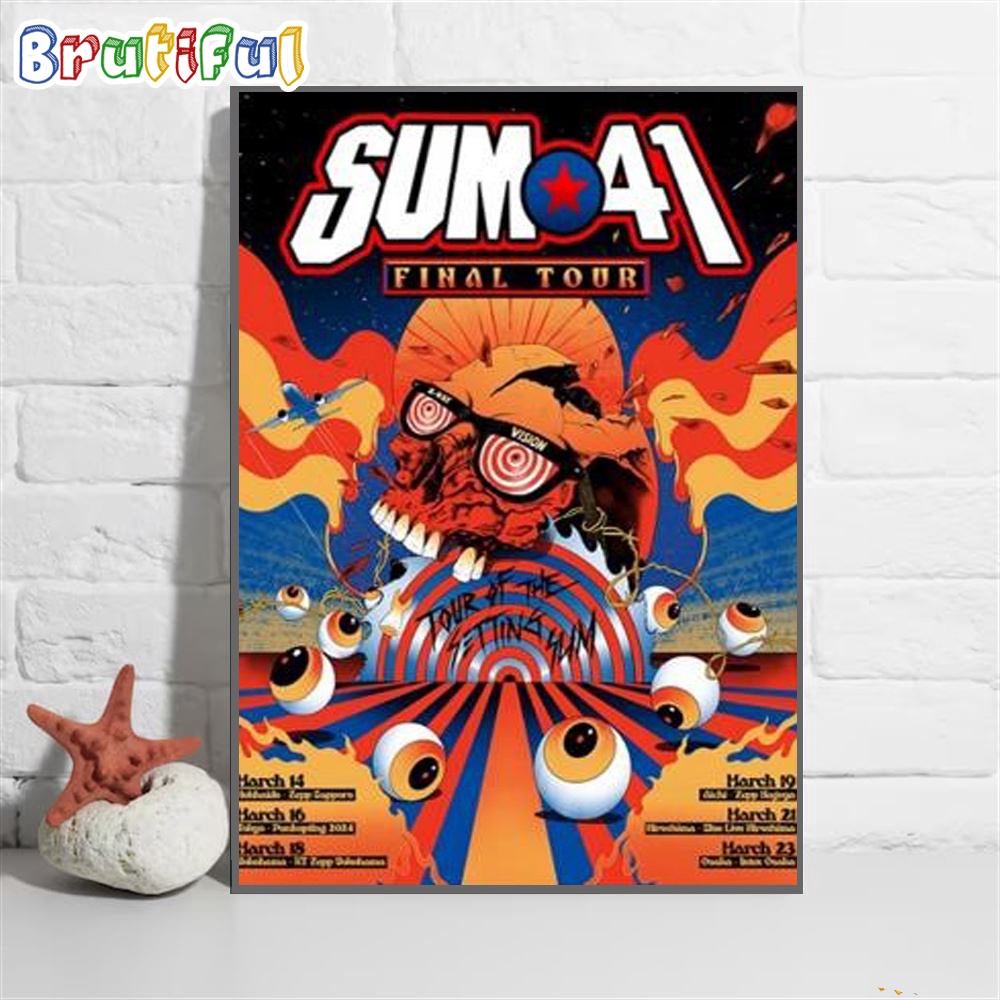 Sum 41 Announces Final Headlining World Tour March 2024 Wall Art Poster Canvas