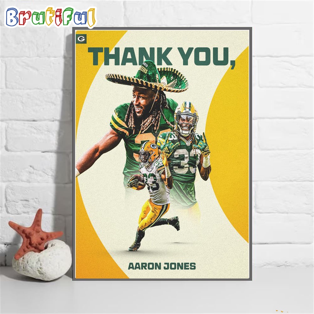 Thank You Aaron Jones Green Bay Packers Wall Art Poster Canvas