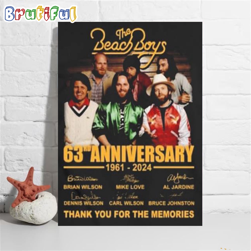 The Beach Boys 63rd Anniversary 1961-2024 Thank You For The Memories Poster Canvas