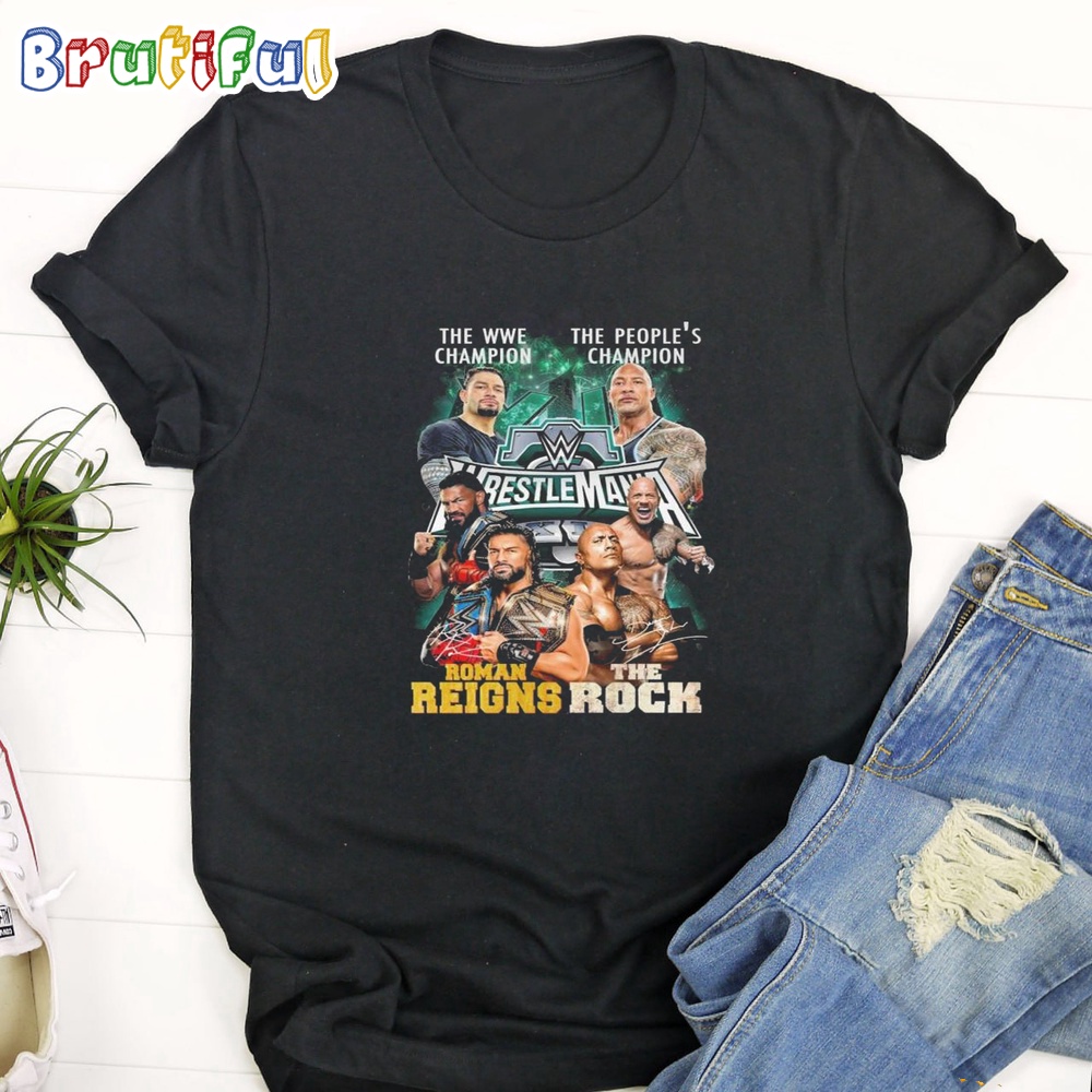 The Wwe Champion Roman Reigns And The People's Champion The Rock T Shirt