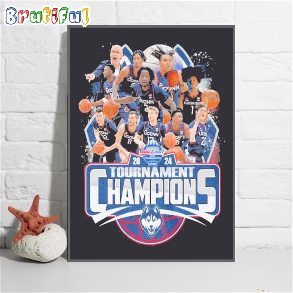 Uconn Huskies Big East 2024 Tournament Champions Wall Art Poster Canvas