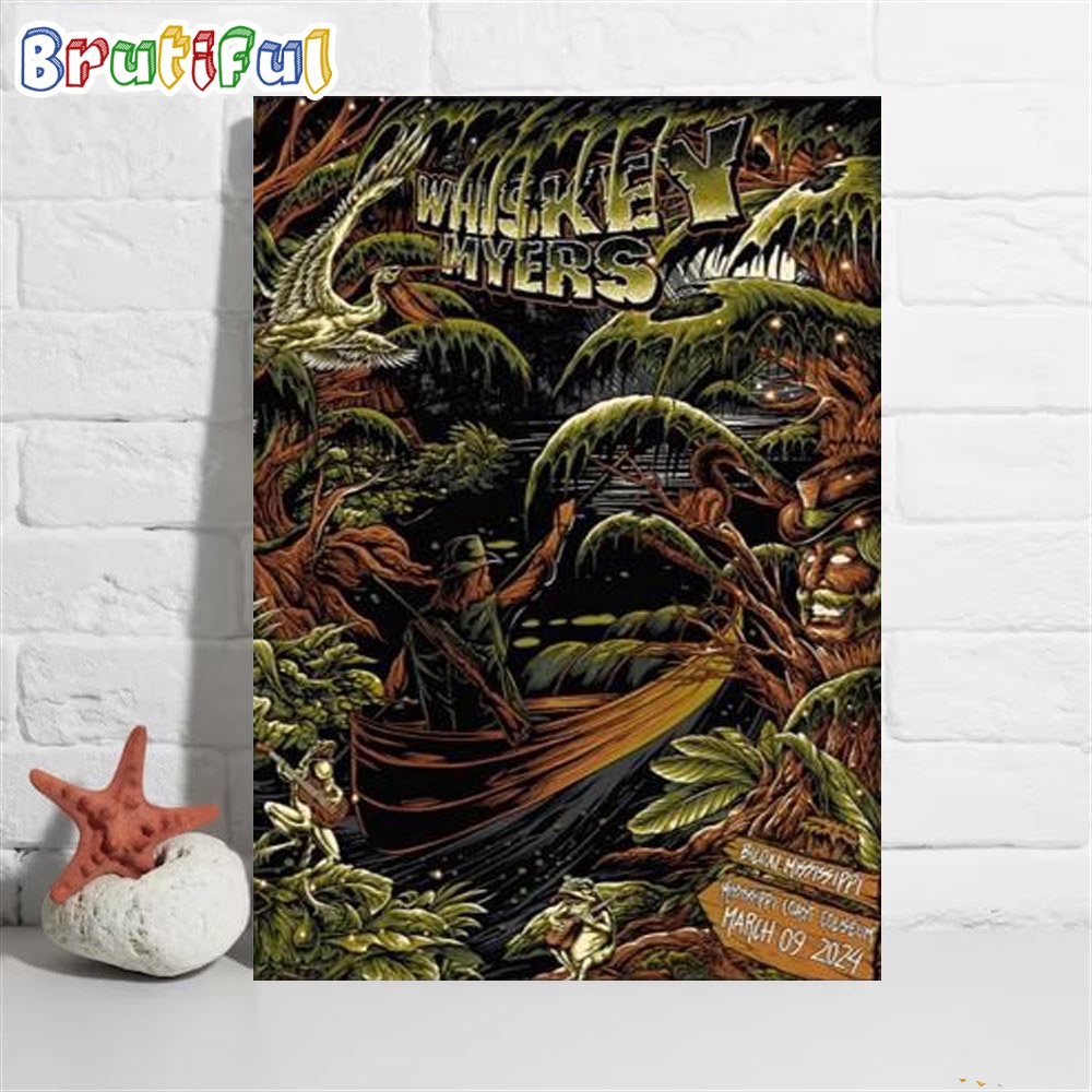 Whiskey Myers Mississippi Coast Coliseum Biloxi Ms 2024 Wall Art Poster Canvas