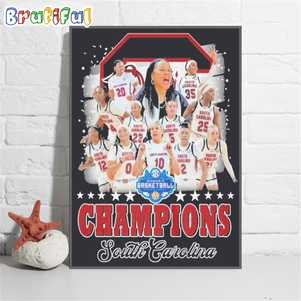 Women's Basketball 2024 Tournament Champions South Carolina Wall Art Poster Canvas