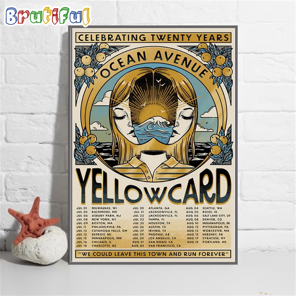 Yellowcard Ocean Avenue Celebrating Twenty Year July August 2024 Wall Art Poster Canvas