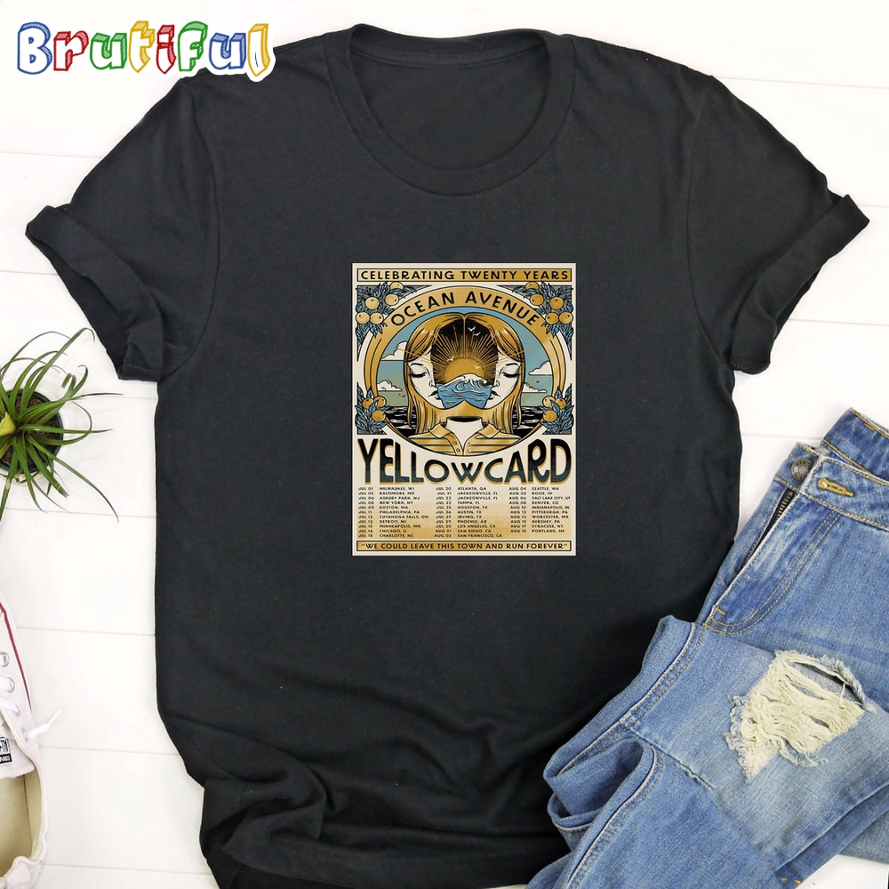 Yellowcard Ocean Avenue Celebrating Twenty Year July August Tour 2024 T Shirt