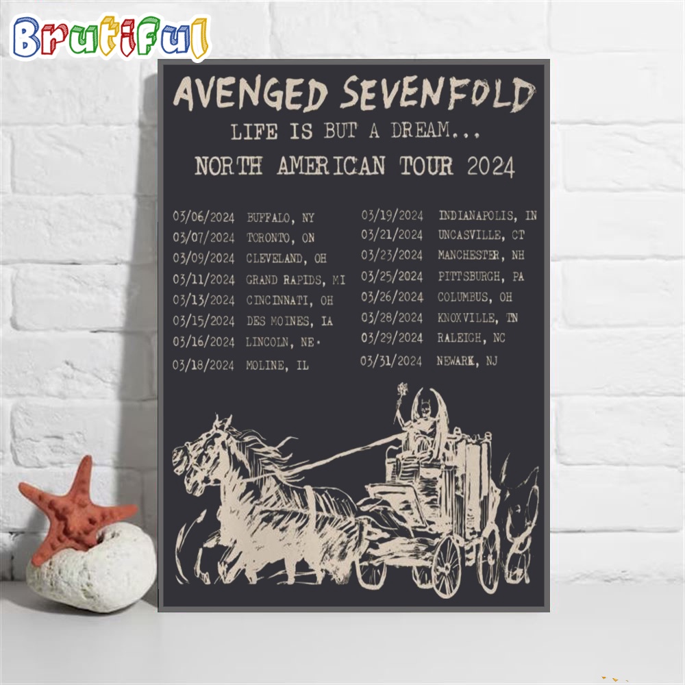Avenged Sevenfold Life But A Dream North American Tour 2024 Schedule Wall Art Poster Canvas