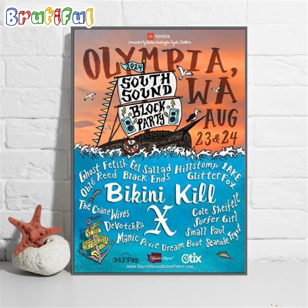 Bikini Kill South Sound Block Party Concert Olympia Wa Aug 2024 Wall Art Poster Canvas