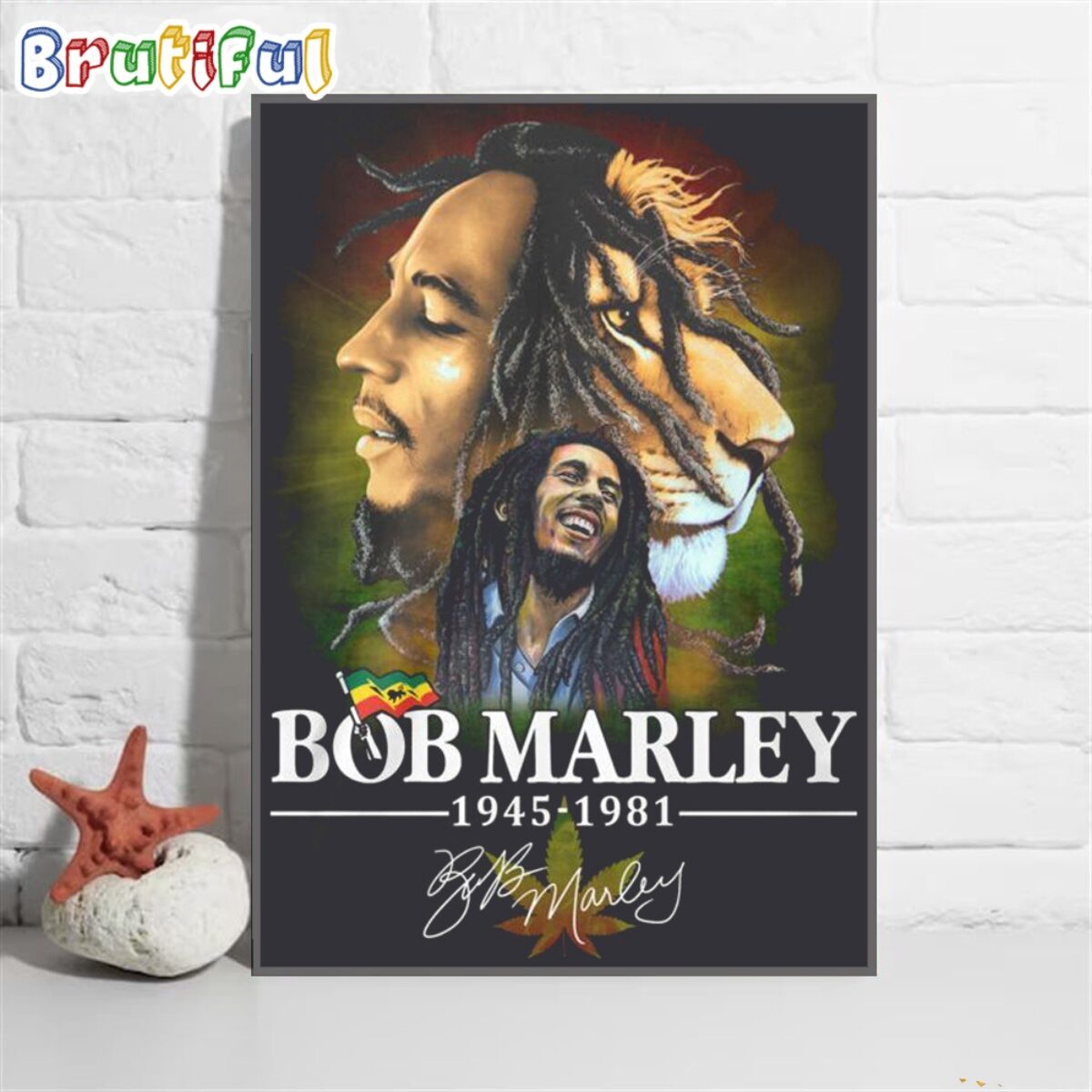 Bob Marley 1945-1981 Signature Wall Art Poster Canvas