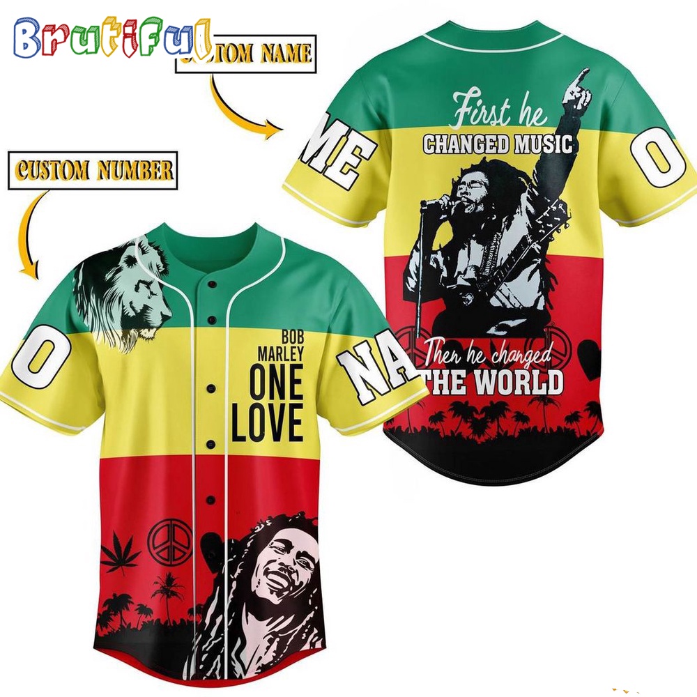 Bob Marley First He Changed Music Then He Changed The World Jersey Shirt