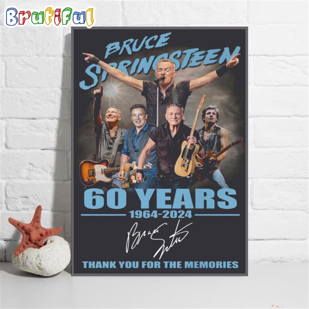 Bruce Springsteen 60 Years 1964 2024 Thank You For The Memories Wall Art Poster Canvas