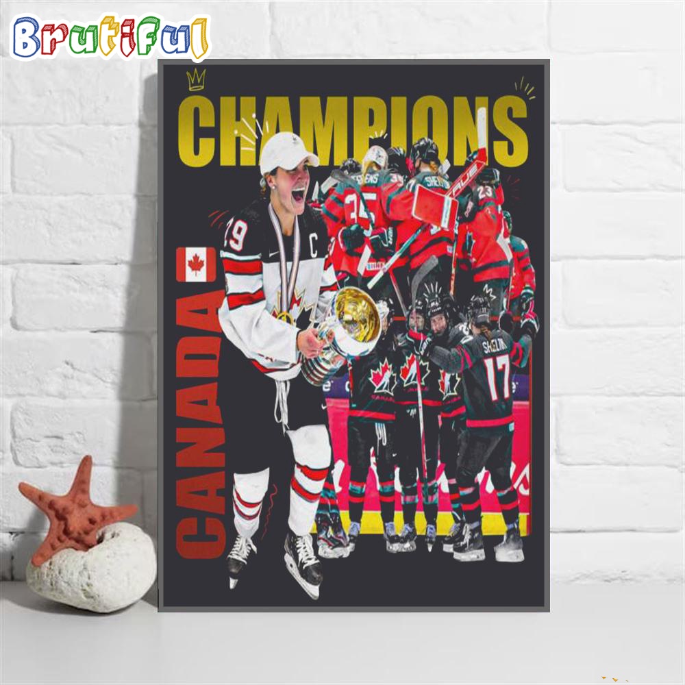 Canada Champions IIHF Women's World Championship 2024 Wall Art Poster Canvas