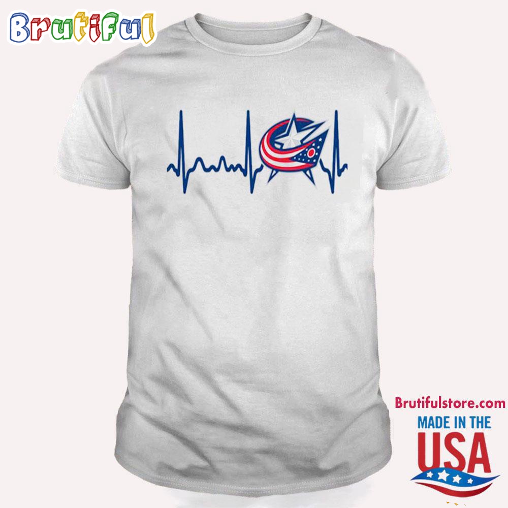 Columbus Blue Jackets Heartbeat T Shirt Heartbeat Hockey 2024 Shirt