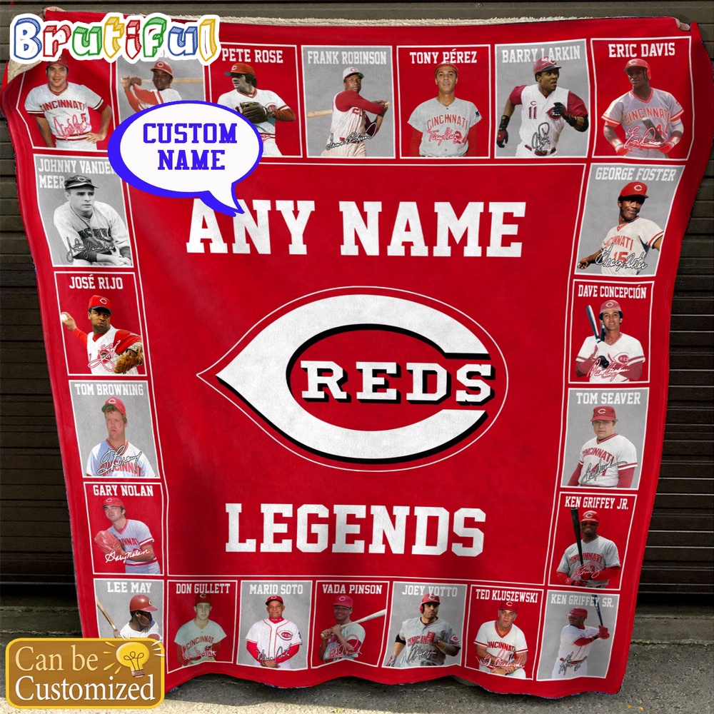 Custom Name MLB Cincinnati Reds Legends Blanket