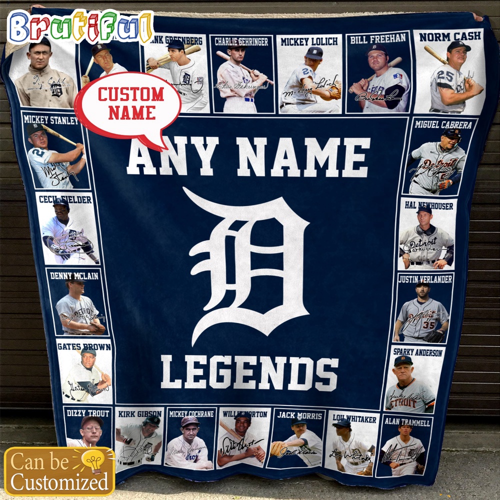 Custom Name MLB Detroit Tigers Legends Blanket