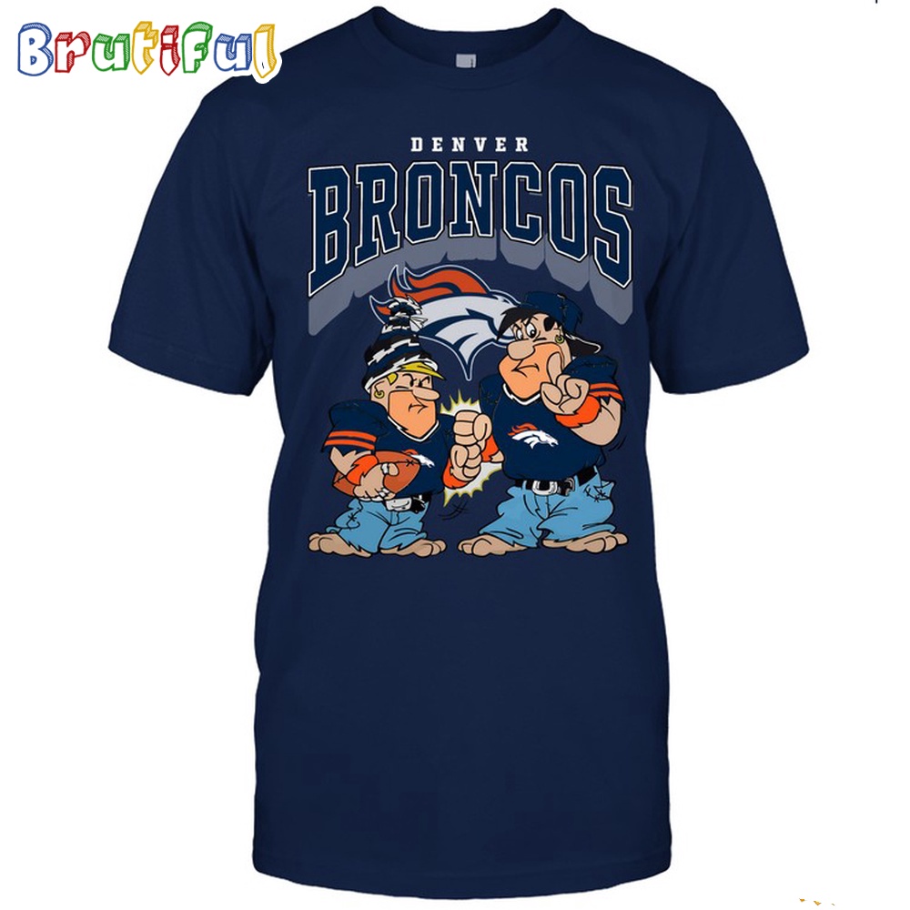 Denver Broncos Flintstones Football T Shirt NFL Football Flintstones Shirt