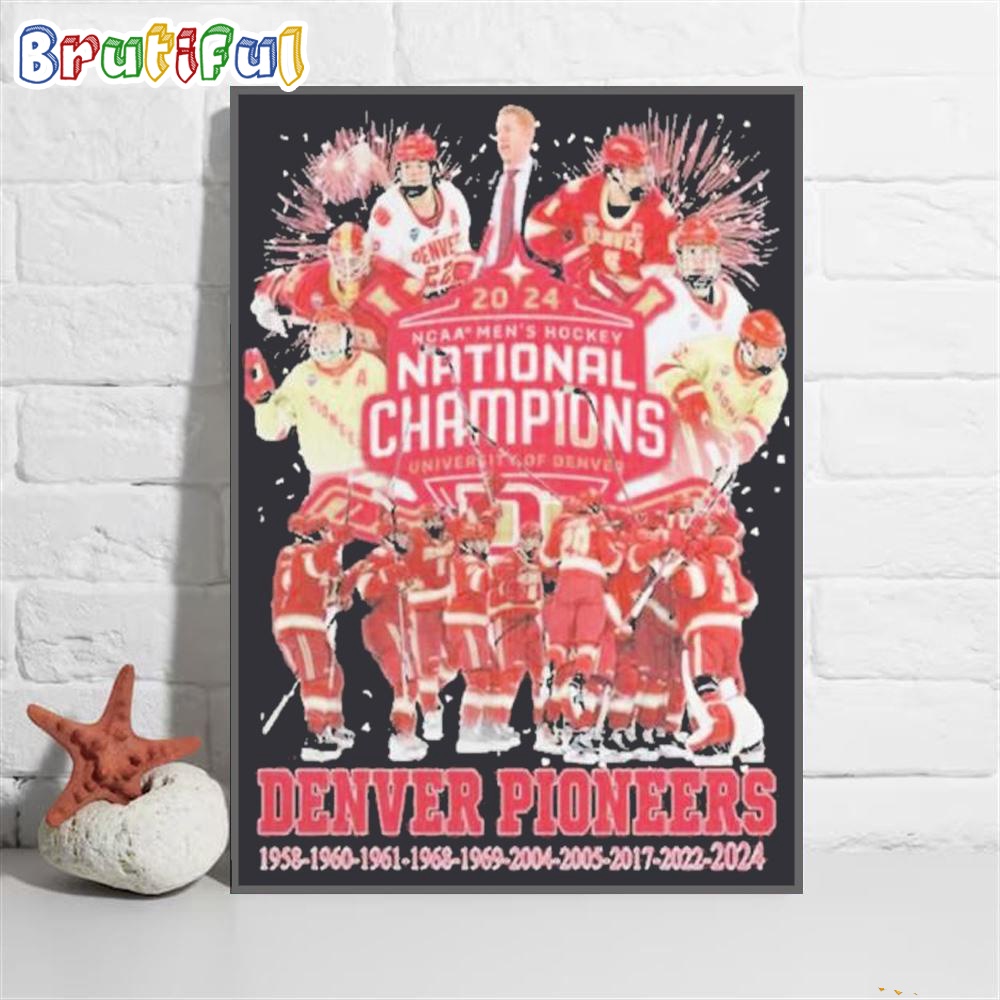 Denver Pioneers 2024 Men's Ice Hockey 10X National Champions Light Poster Canvas
