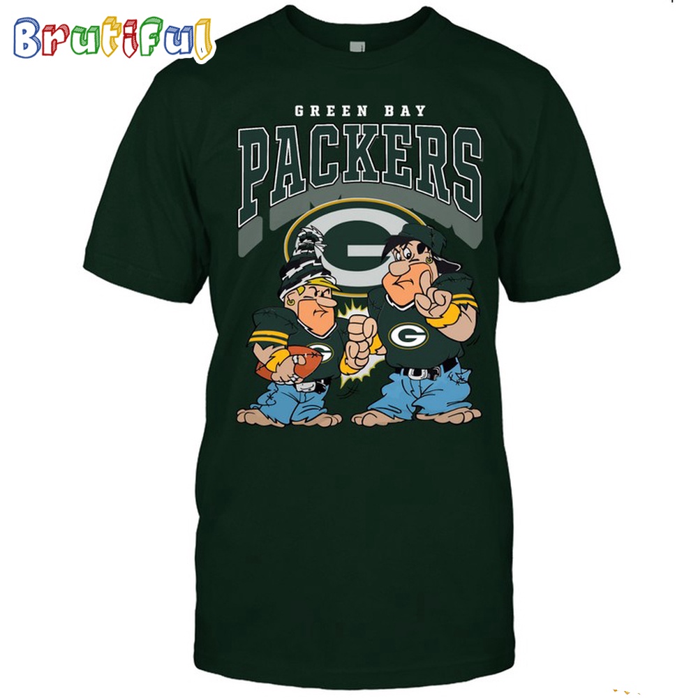 Green Bay Packers Flintstones Football T Shirt NFL Football Flintstones Shirt