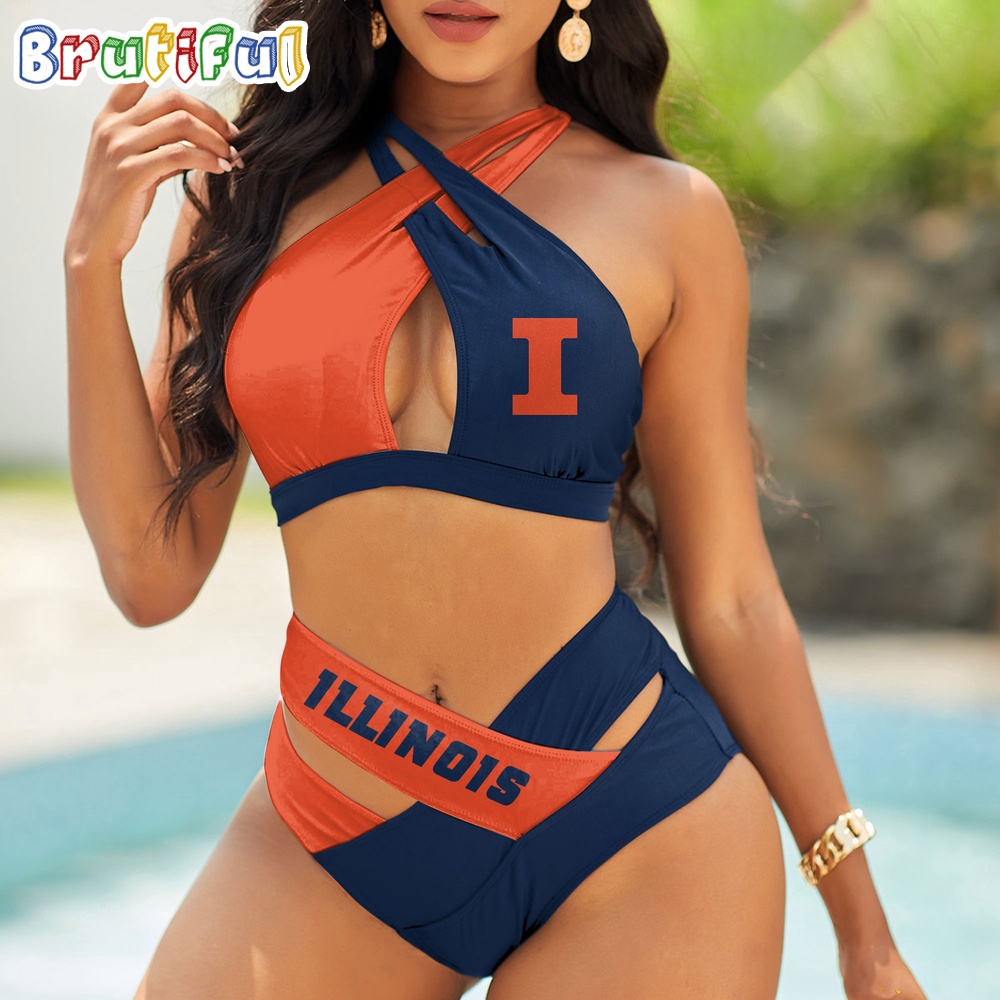 Illinois Fighting Illini Women Bikini Set Sporty Bikini Sets