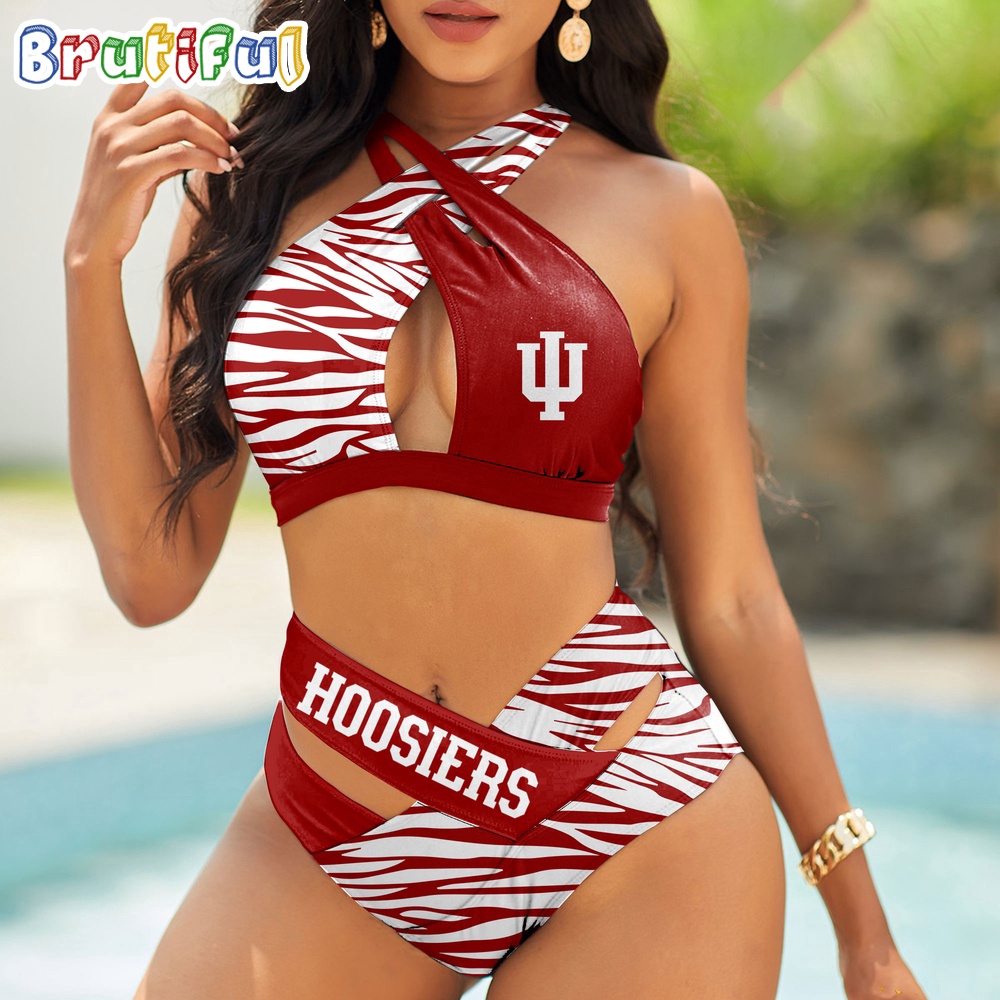 Indiana Hoosiers Zebra Women Bikini Set Sporty Bikini Sets
