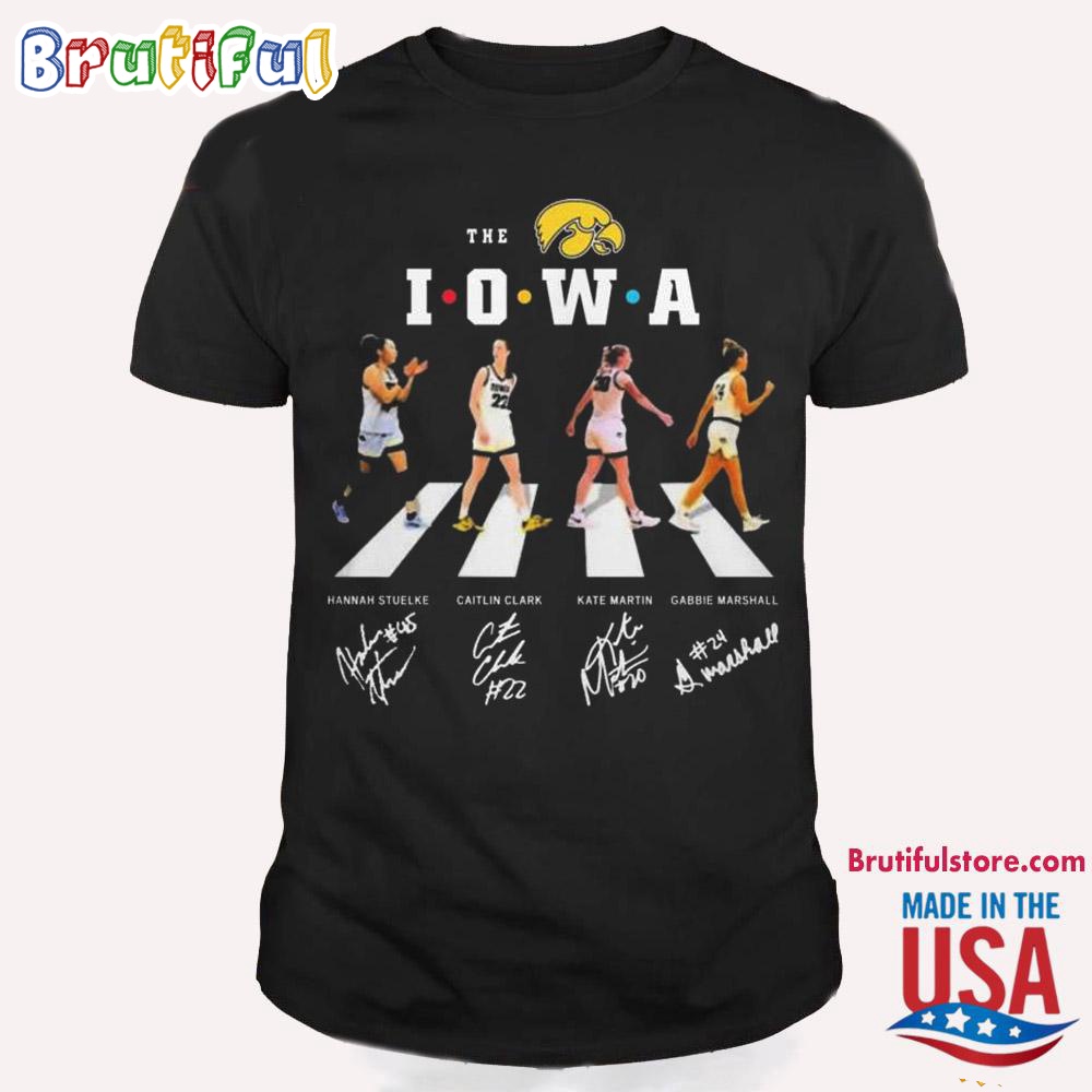 Iowa Hawkeyes 2024 Women's Basketball Abbey Road Signatures T Shirt