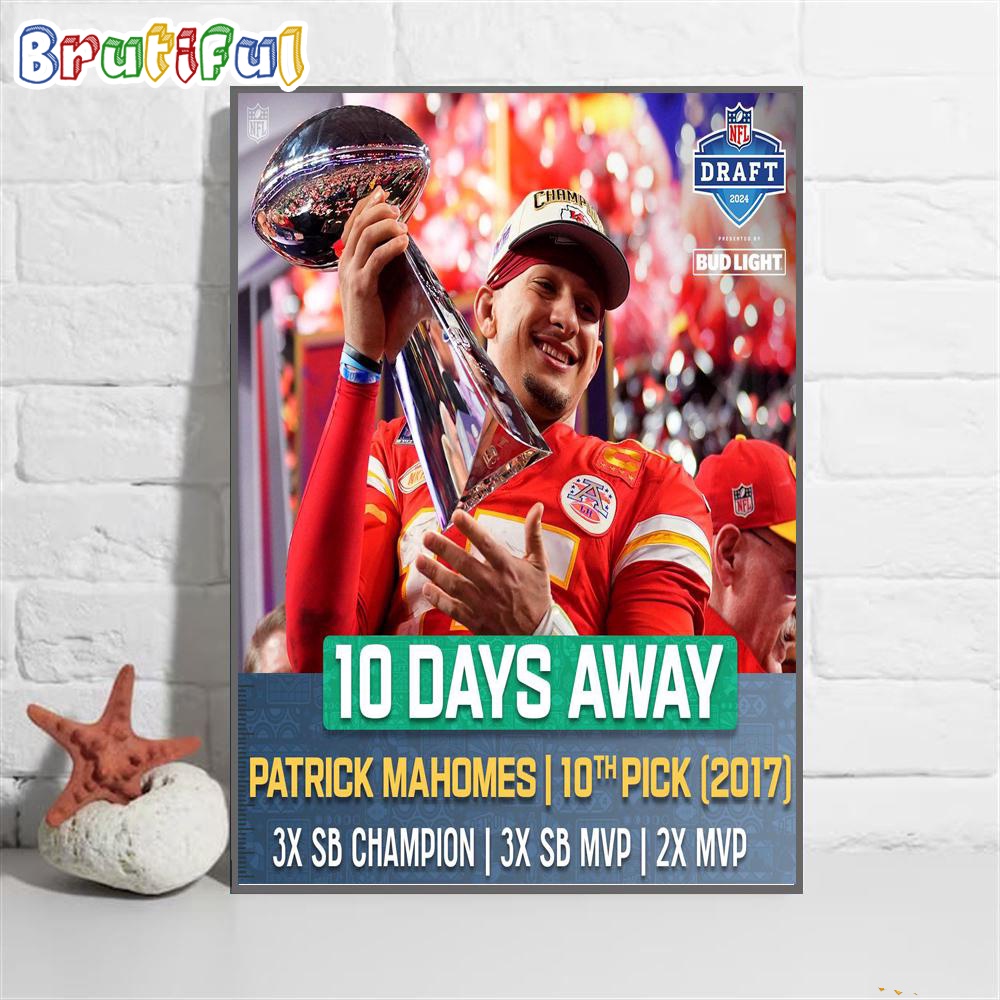 Kansas City Chiefs Patrick Mahomes NFL Draft 2024 Wall Art Poster Canvas