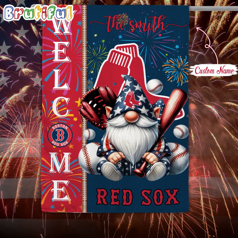 MLB Boston Red Sox Flag Happy 4th Of July Garden Flag Baseball Gomes Flag
