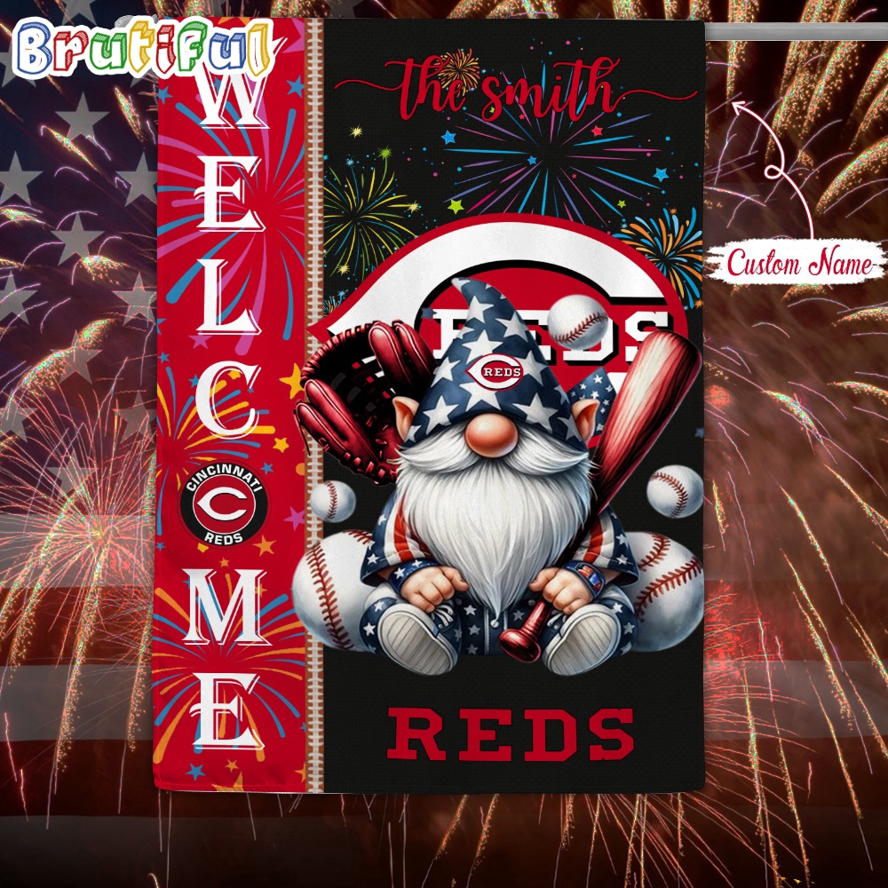 MLB Cincinnati Reds Flag Happy 4th Of July Garden Flag Baseball Gomes Flag