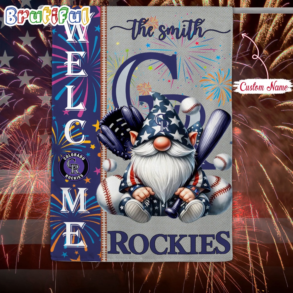 MLB Colorado Rockies Flag Happy 4th Of July Garden Flag Baseball Gomes Flag